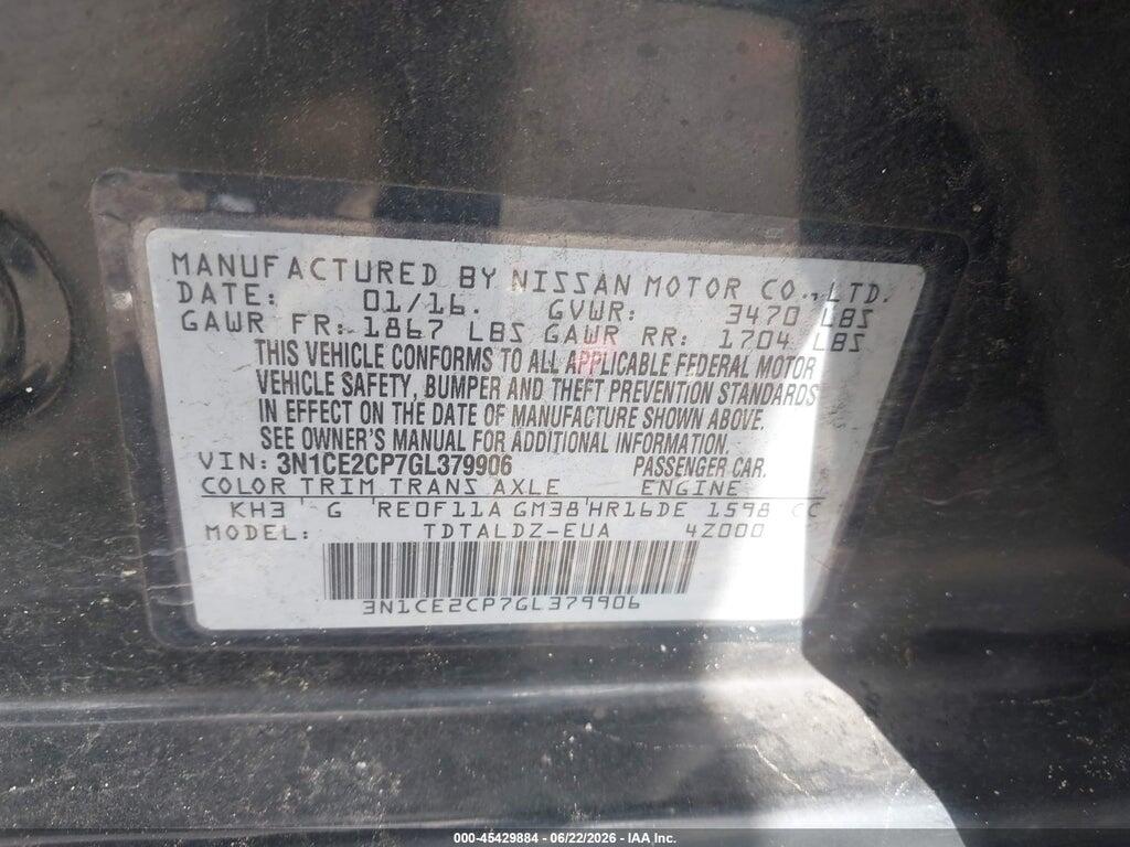 3N1CE2CP7GL379906 2016 NISSAN VERSA NOTE photo no. 9