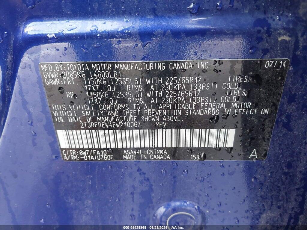 2T3RFREV4EW210067 2014 TOYOTA RAV4 photo no. 9