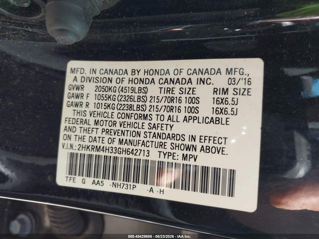 2HKRM4H33GH642713 2016 HONDA CR-V photo no. 9