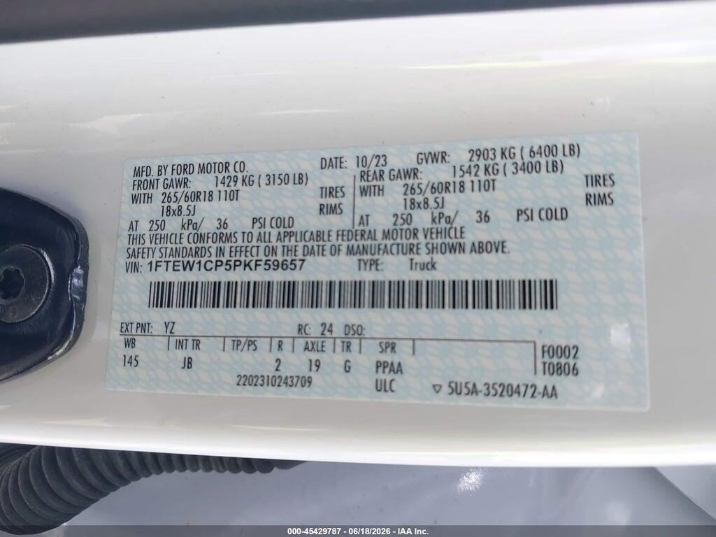 1FTEW1CP5PKF59657 2023 FORD F-150 photo no. 9