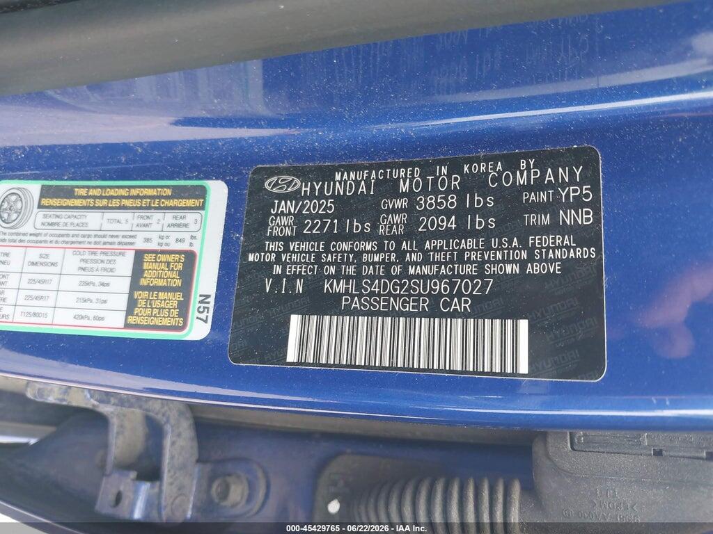 KMHLS4DG2SU967027 2025 HYUNDAI ELANTRA photo no. 9