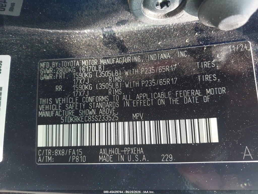 5TDKRKEC8SS233525 2025 TOYOTA SIENNA photo no. 9