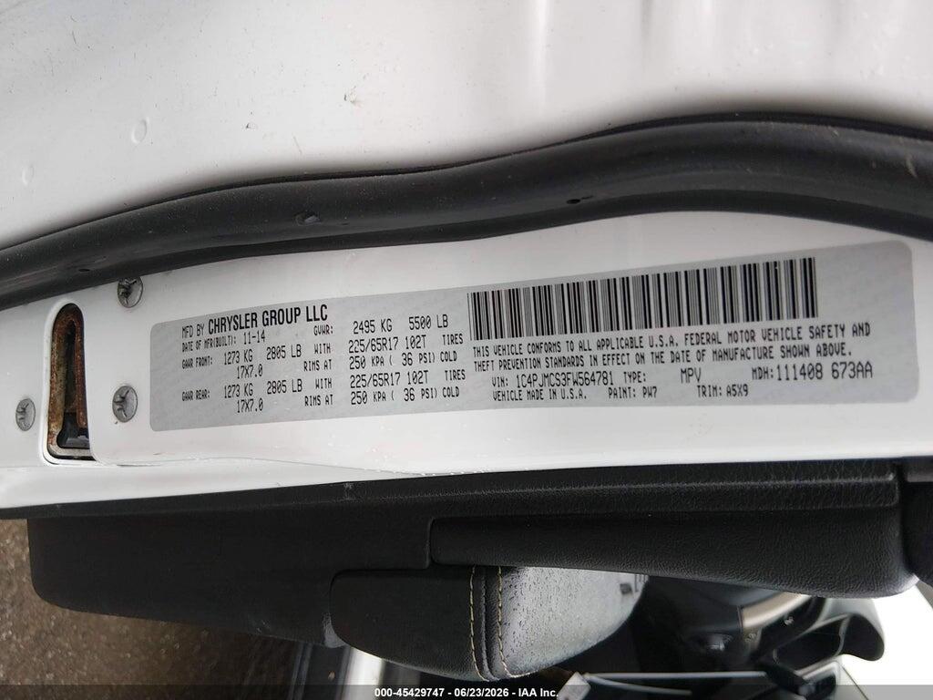 1C4PJMDB0FW711105 2015 JEEP CHEROKEE photo no. 9
