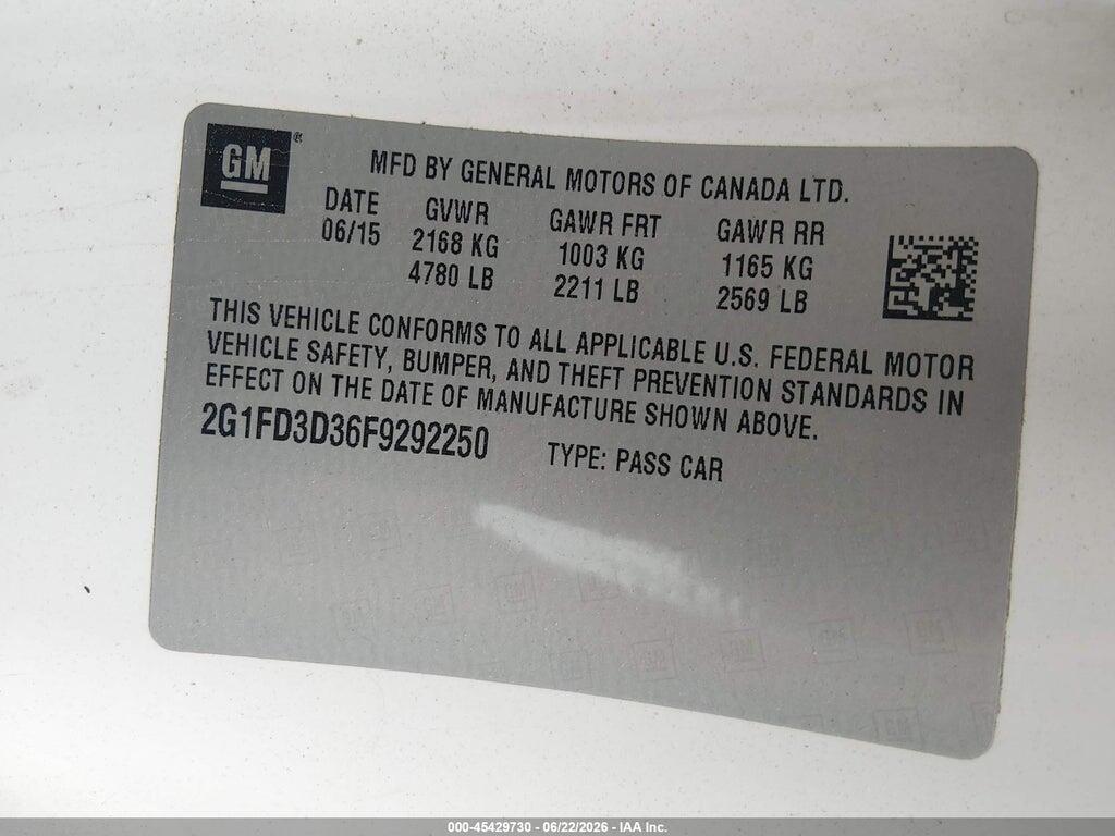 2G1FD3D36F9292250 2015 CHEVROLET CAMARO photo no. 9