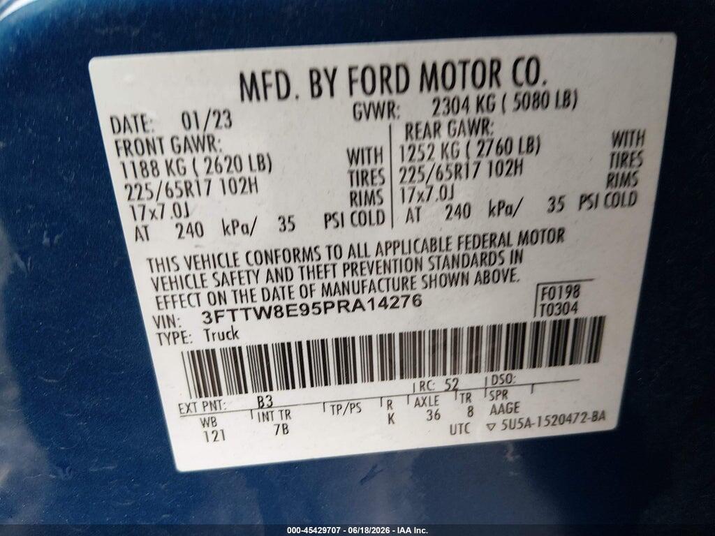 3FTTW8E95PRA14276 2023 FORD MAVERICK photo no. 9