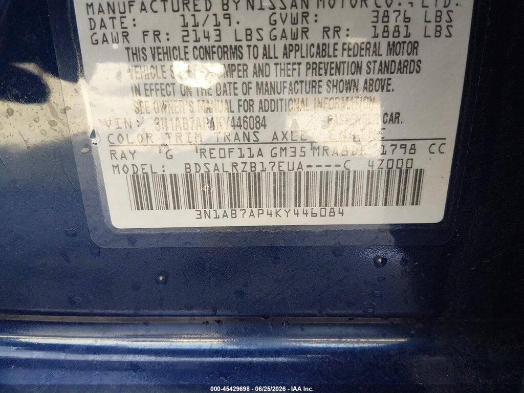 3N1AB7AP4KY446084 2019 NISSAN SENTRA photo no. 9