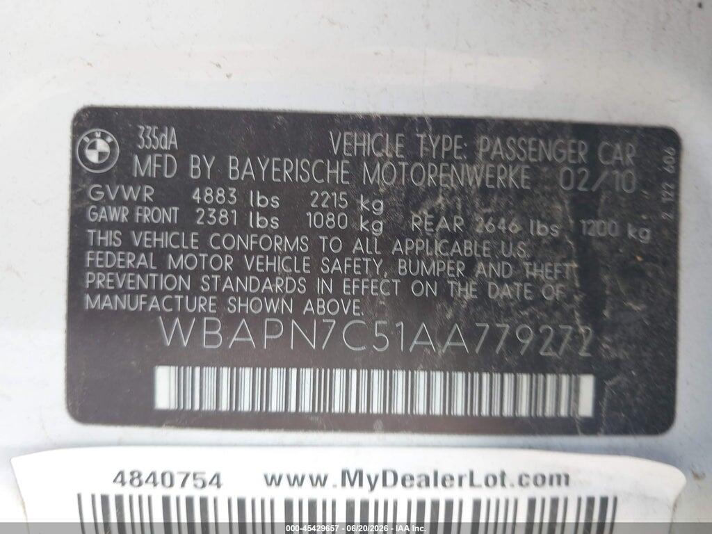 WBAPN7C51AA779272 2010 BMW 335D photo no. 9