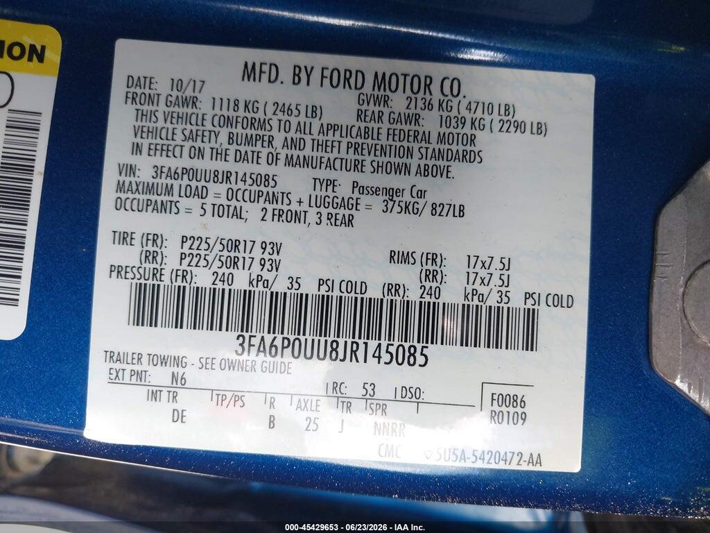 3FA6P0UU8JR145085 2018 FORD FUSION HYBRID photo no. 9