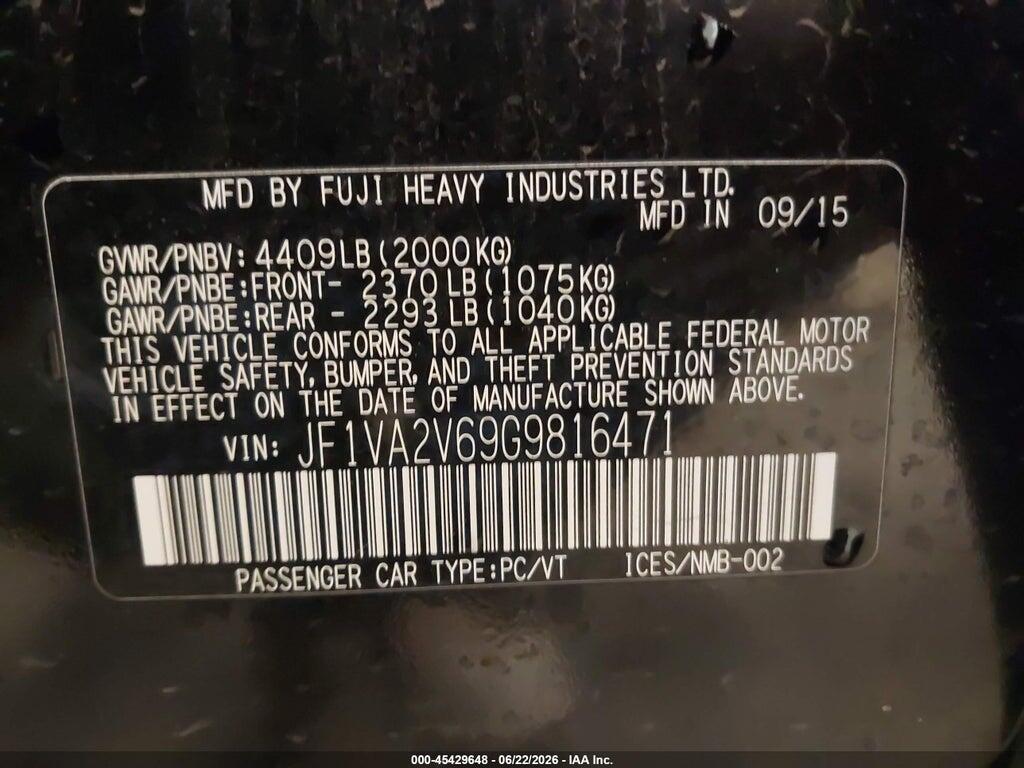 JF1VA2V69G9816471 2016 SUBARU WRX STI photo no. 9