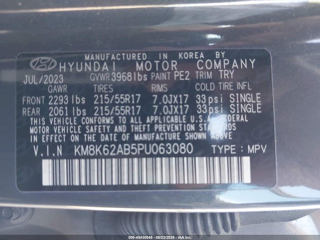 KM8K62AB5PU063080 2023 HYUNDAI KONA photo no. 9