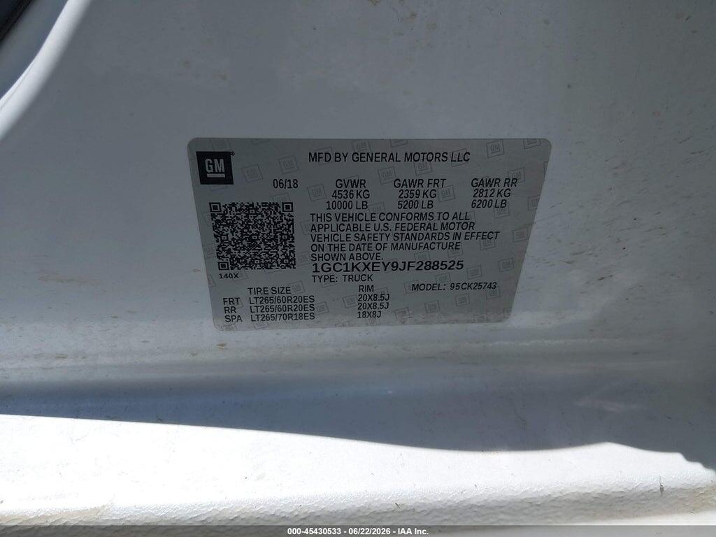 1GC1KXEY9JF288525 2018 CHEVROLET SILVERADO 2500HD photo no. 9