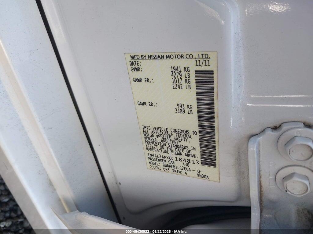 1N4AL2APXCC184813 2012 NISSAN ALTIMA photo no. 9