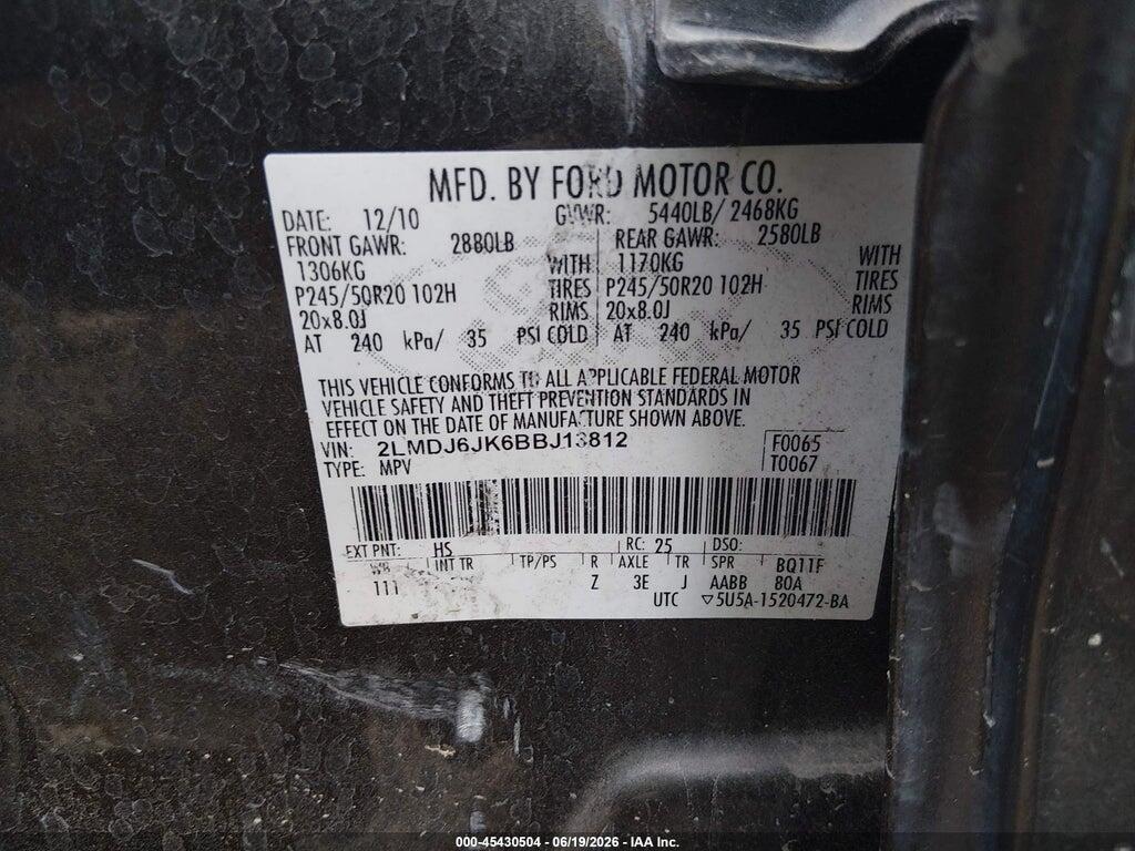 2LMDJ6JK6BBJ13812 2011 LINCOLN MKX photo no. 9