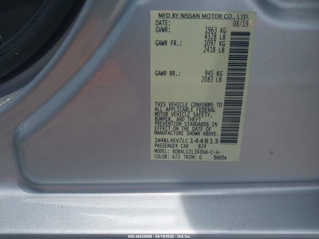 1N4BL4EV7LC144813 2020 NISSAN ALTIMA photo no. 9