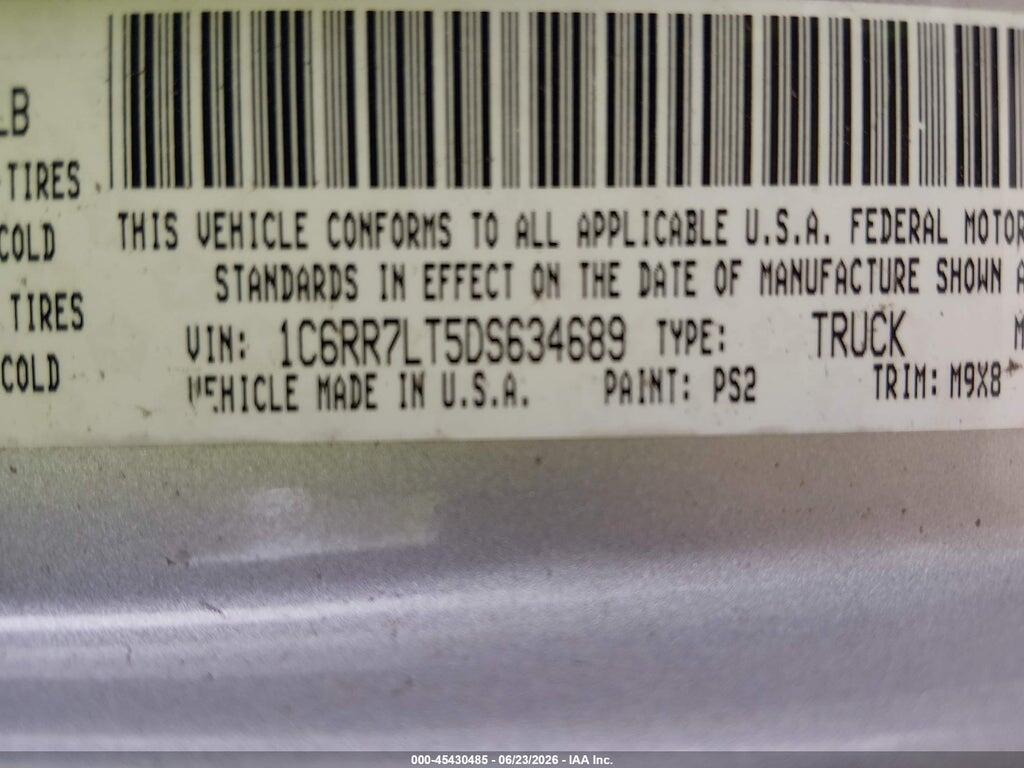 1C6RR7LT5DS634689 2013 RAM 1500 photo no. 9