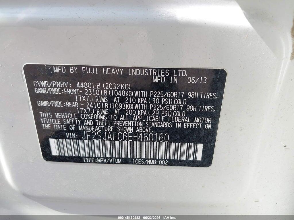 JF2SJAEC6EH460160 2014 SUBARU FORESTER photo no. 9