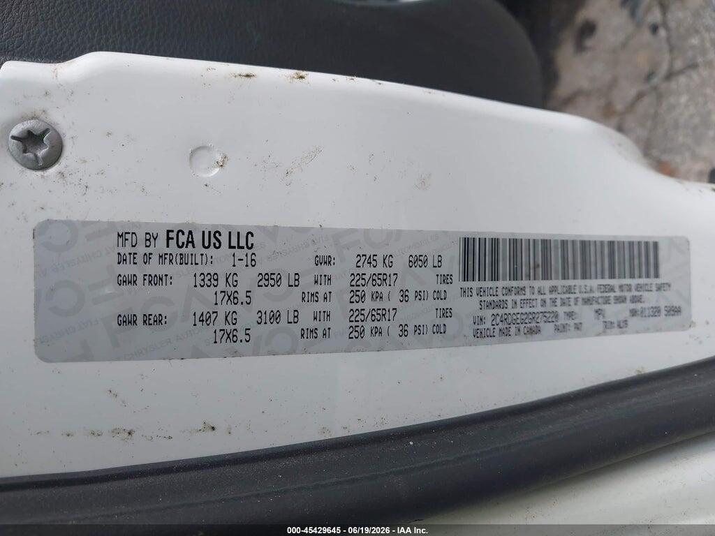 2C4RDGEG2GR275220 2016 DODGE GRAND CARAVAN photo no. 9