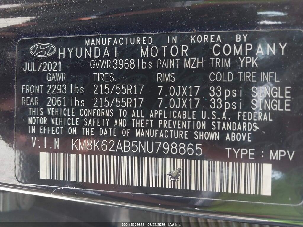 KM8K62AB5NU798865 2022 HYUNDAI KONA photo no. 9