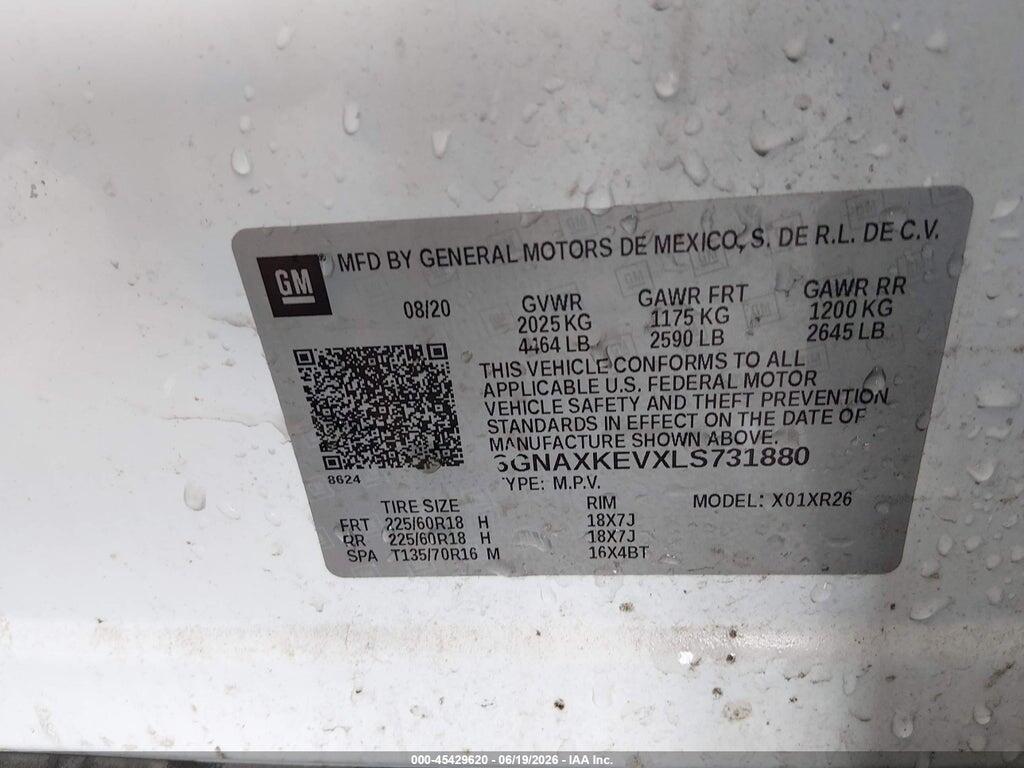 3GNAXKEVXLS731880 2020 CHEVROLET EQUINOX photo no. 9