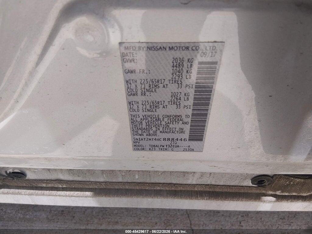 5N1AT2MT4HC888446 2017 NISSAN ROGUE photo no. 9