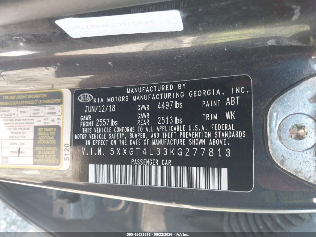 5XXGT4L33KG277813 2019 KIA OPTIMA photo no. 9