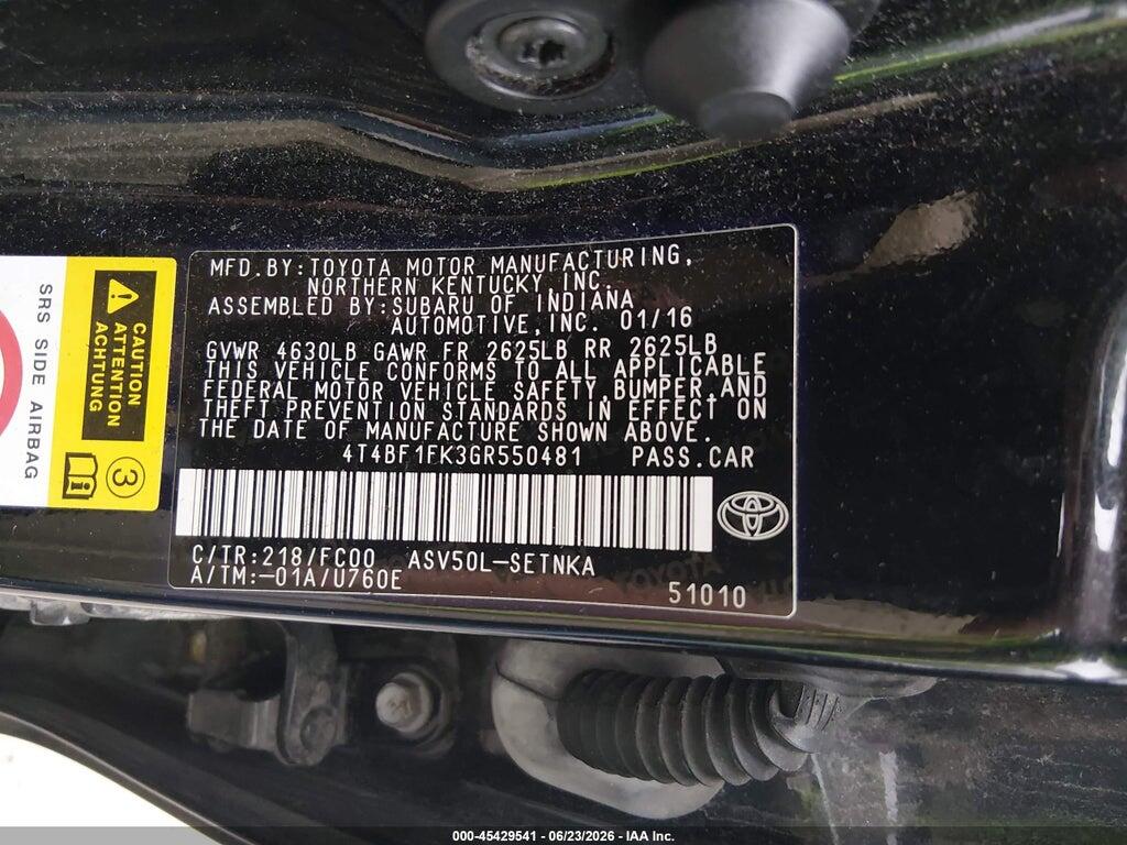 4T4BF1FK3GR550481 2016 TOYOTA CAMRY photo no. 9