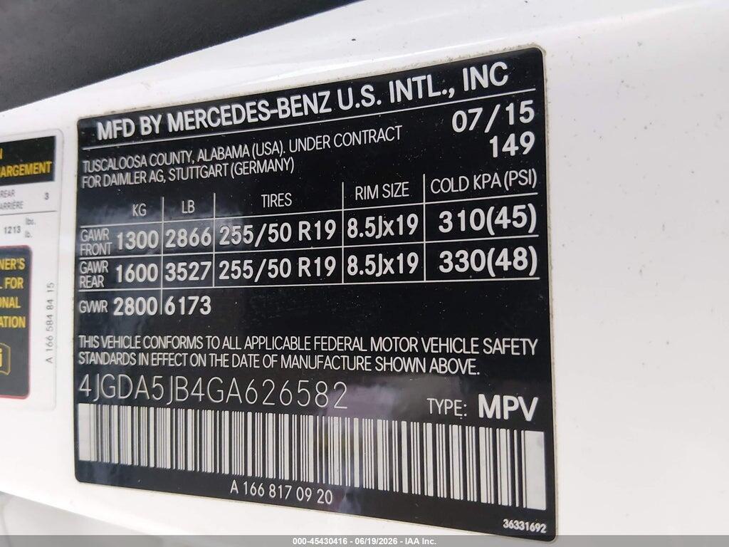 4JGDA5JB4GA626582 2016 MERCEDES-BENZ GLE 350 photo no. 9