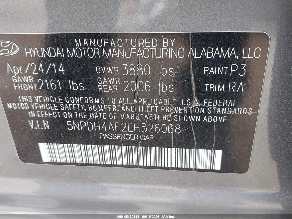 5NPDH4AE2EH526068 2014 HYUNDAI ELANTRA photo no. 9