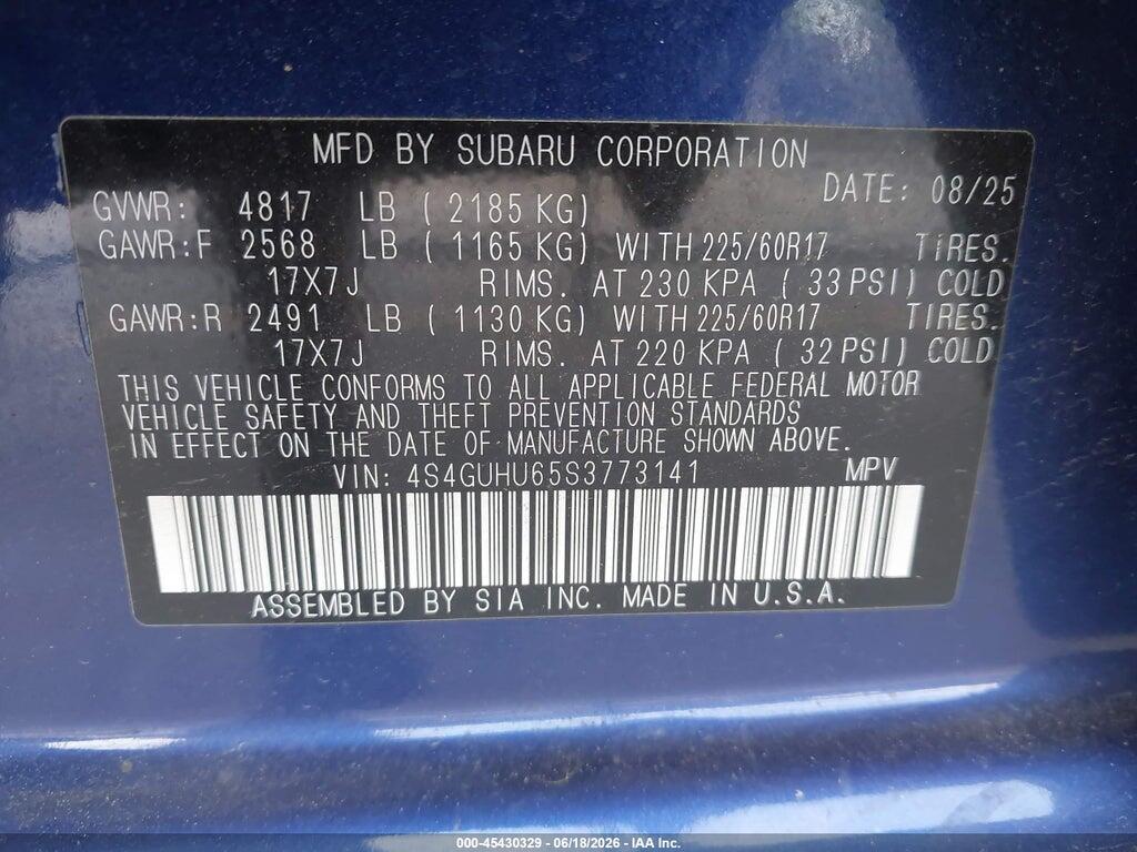 4S4GUHU65S3773141 2025 SUBARU CROSSTREK photo no. 9