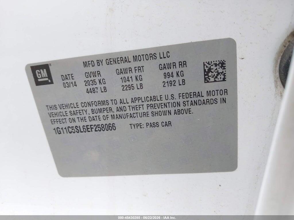 1G11C5SL6EF258066 2014 CHEVROLET MALIBU photo no. 9