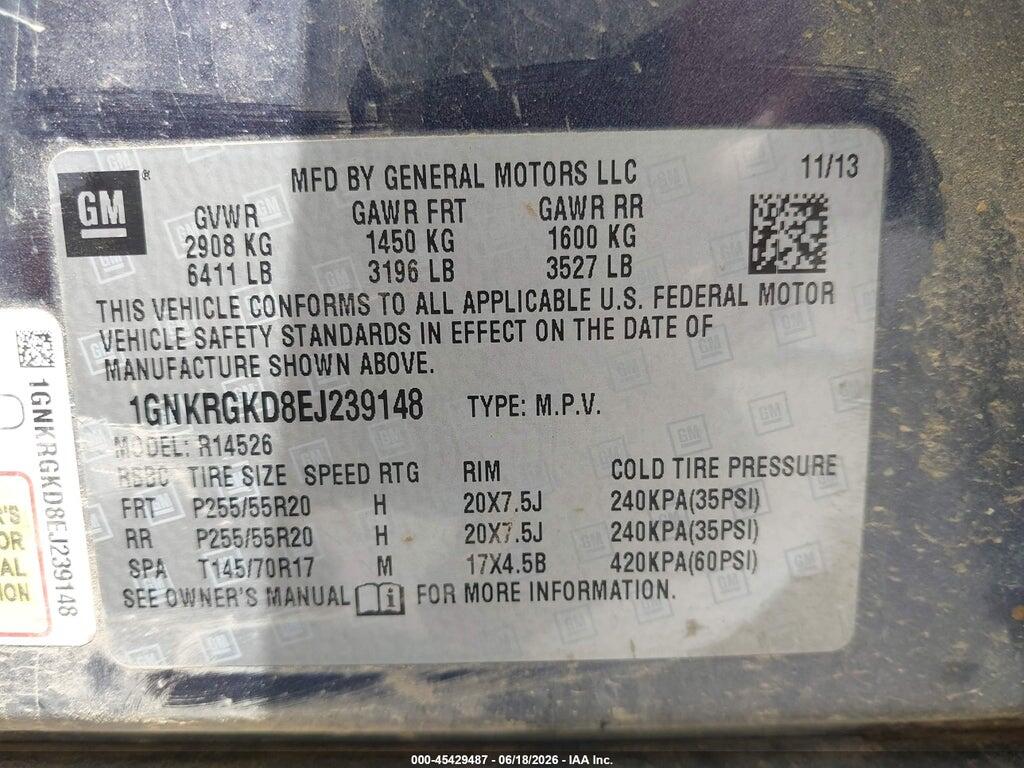 1GNKRGKD8EJ239148 2014 CHEVROLET TRAVERSE photo no. 9