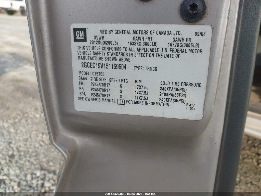 2GCEC19V151169604 2005 CHEVROLET SILVERADO 1500 photo no. 9