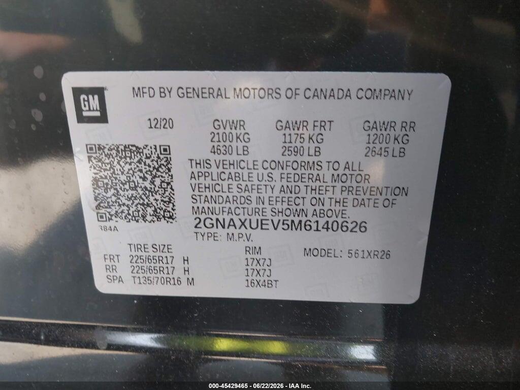 2GNAXUEV5M6140626 2021 CHEVROLET EQUINOX photo no. 9