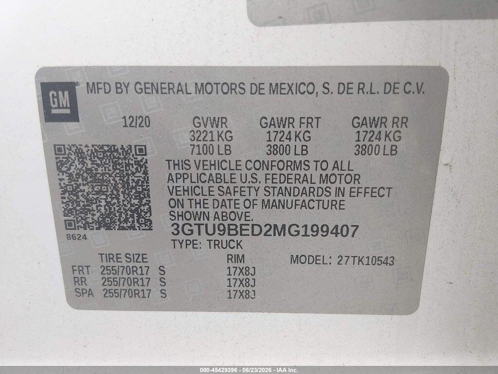 3GTU9BED2MG199407 2021 GMC SIERRA 1500 photo no. 9