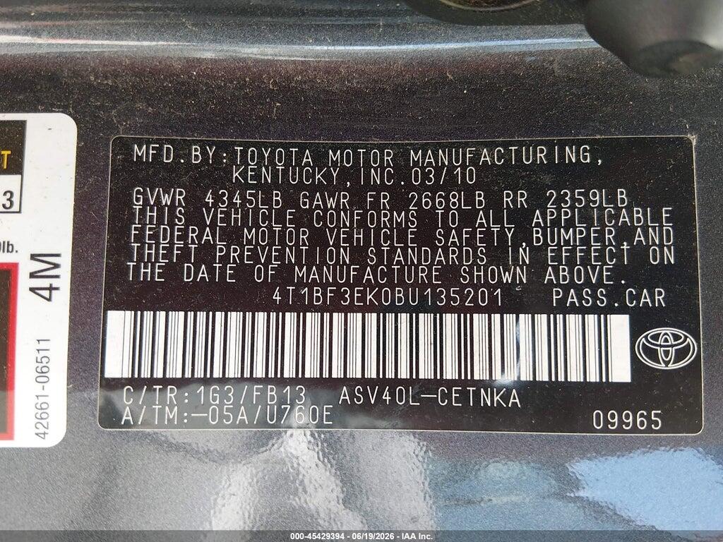 4T1BF3EK0BU135201 2011 TOYOTA CAMRY photo no. 9
