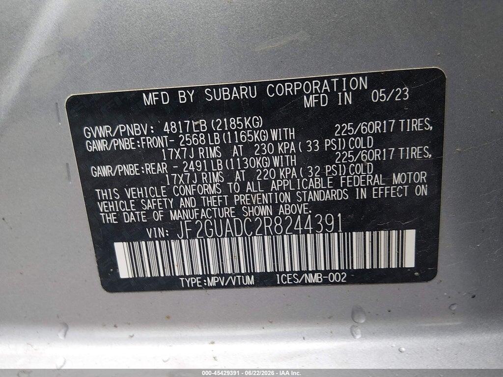 JF2GUADC2R8244391 2024 SUBARU CROSSTREK photo no. 9