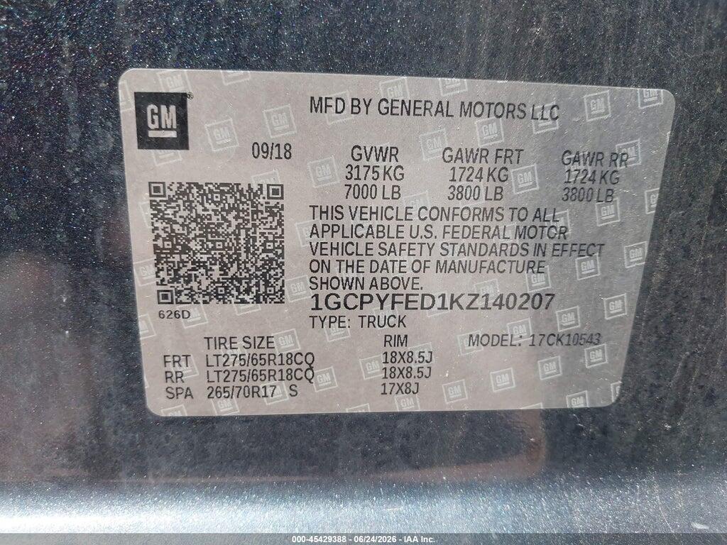 1GCPYFED1KZ140207 2019 CHEVROLET SILVERADO 1500 photo no. 9