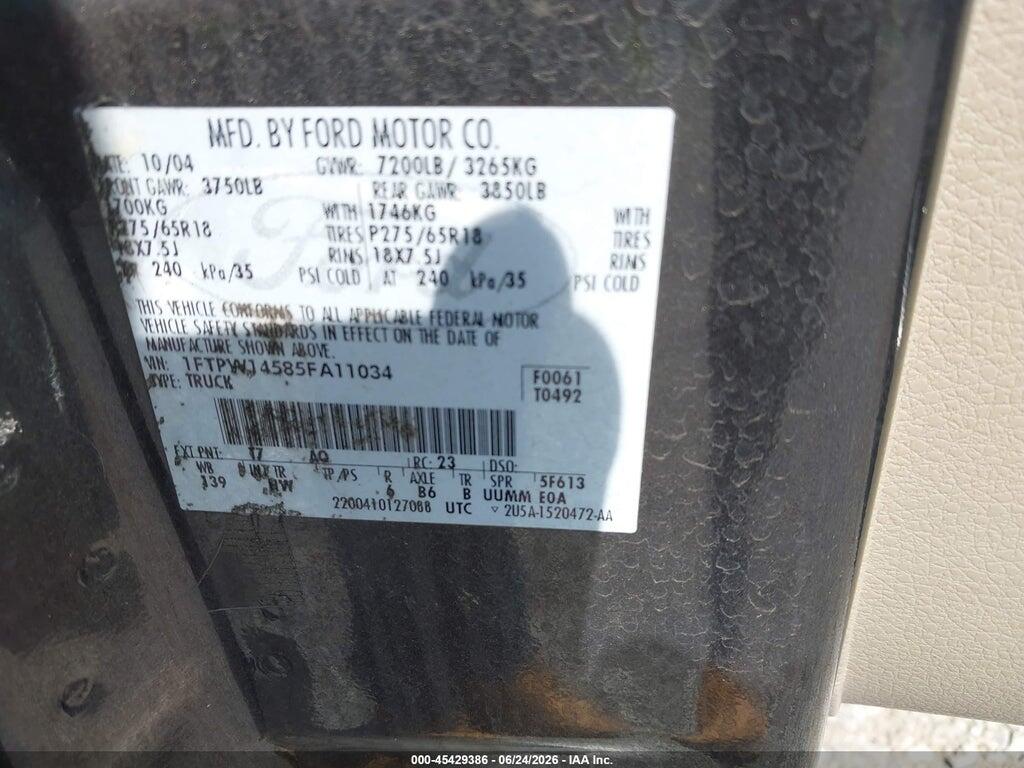 1FTPW14585FA11034 2005 FORD F-150 photo no. 9