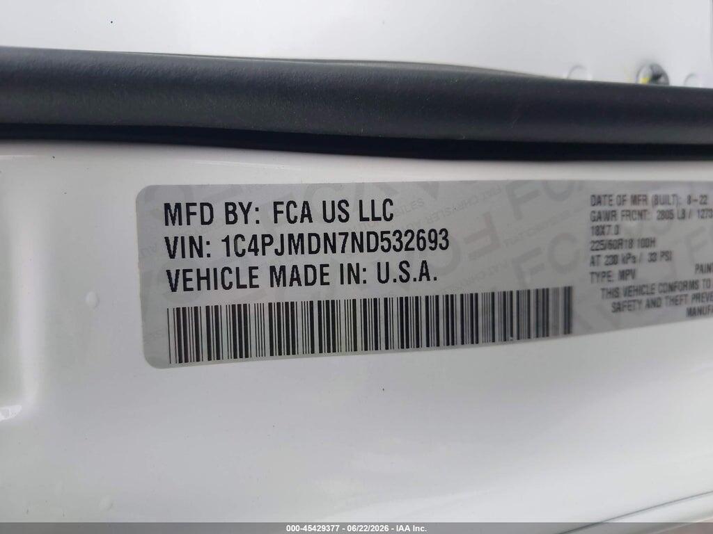 1C4PJMDN7ND532693 2022 JEEP CHEROKEE photo no. 9