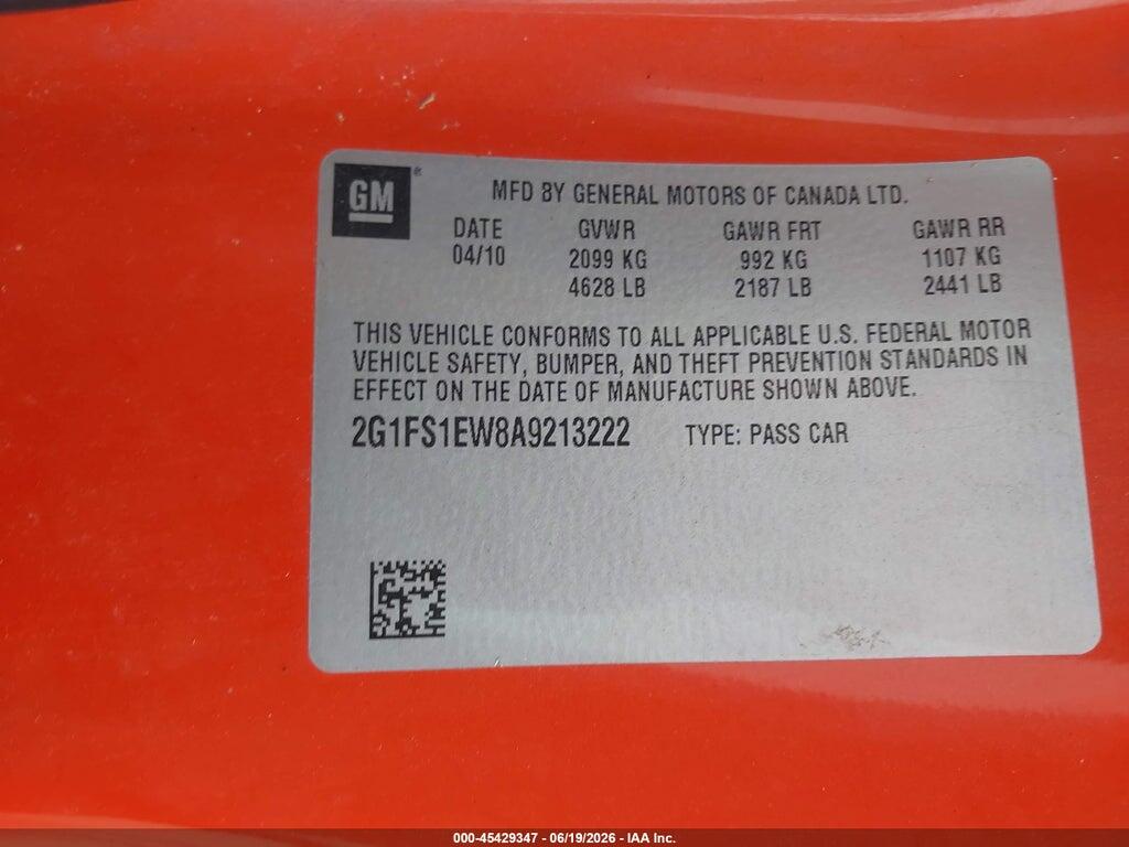 2G1FS1EW8A9213222 2010 CHEVROLET CAMARO photo no. 9