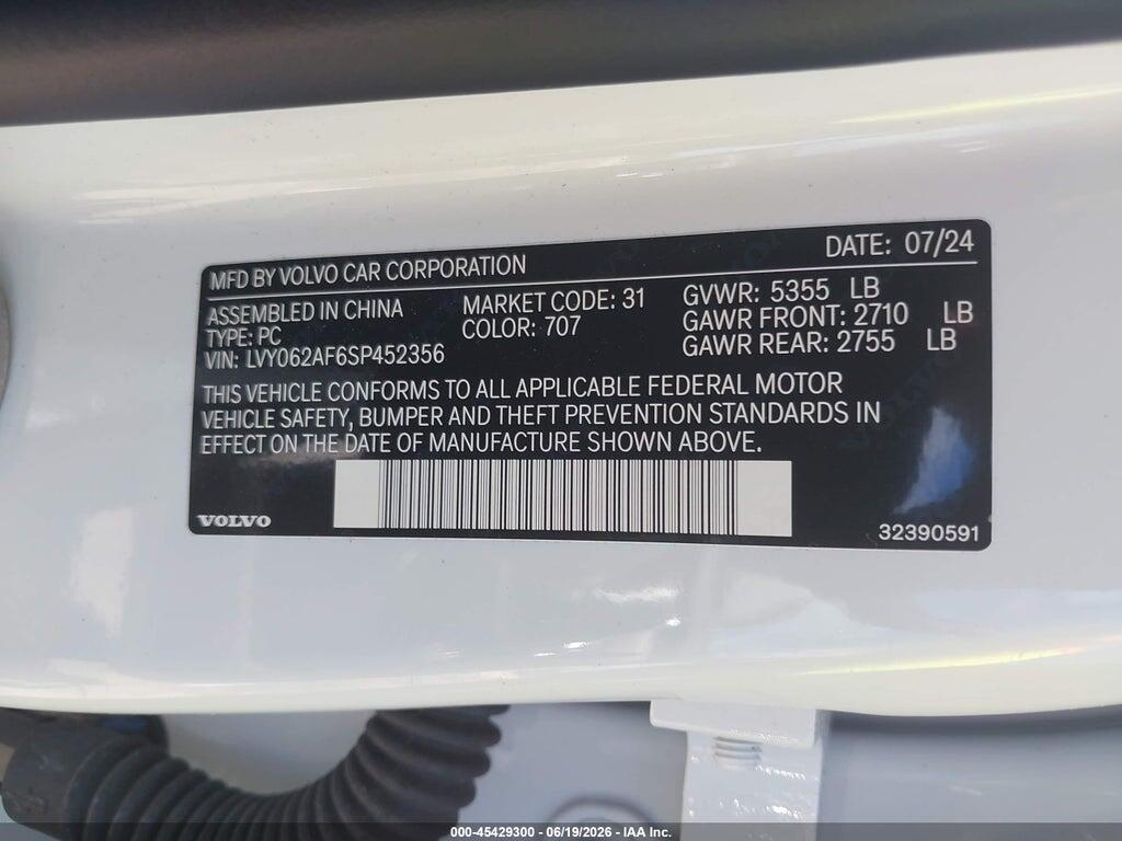 LVY062AF6SP452356 2025 VOLVO S90 photo no. 9