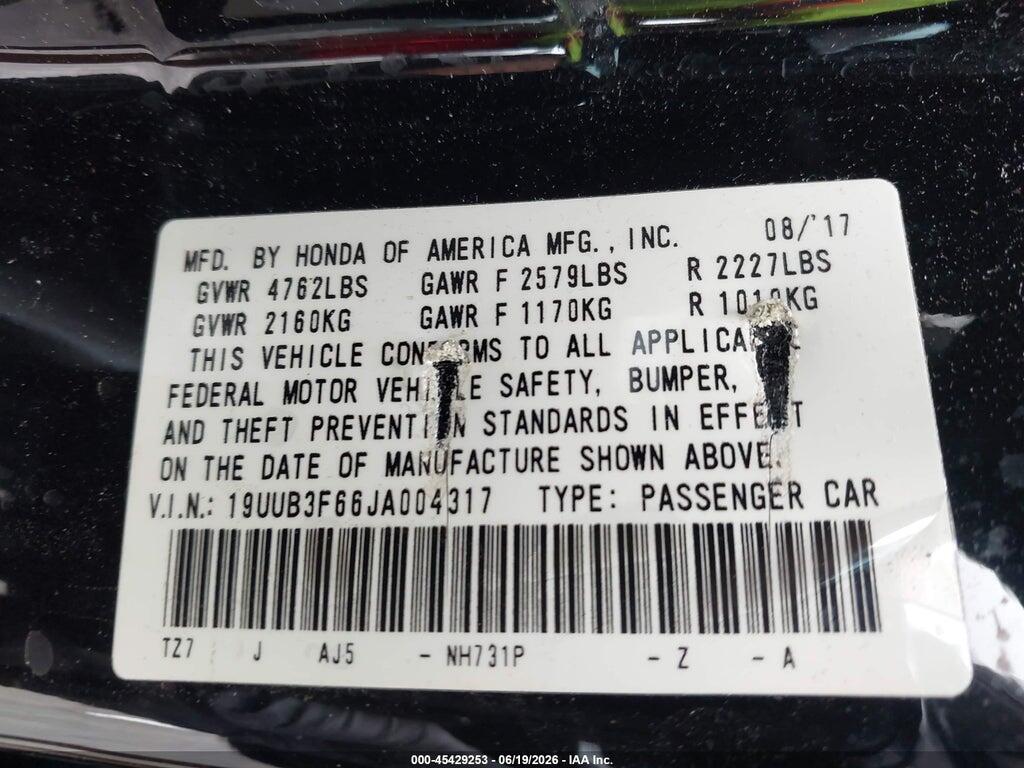 19UUB3F66JA004317 2018 ACURA TLX photo no. 9