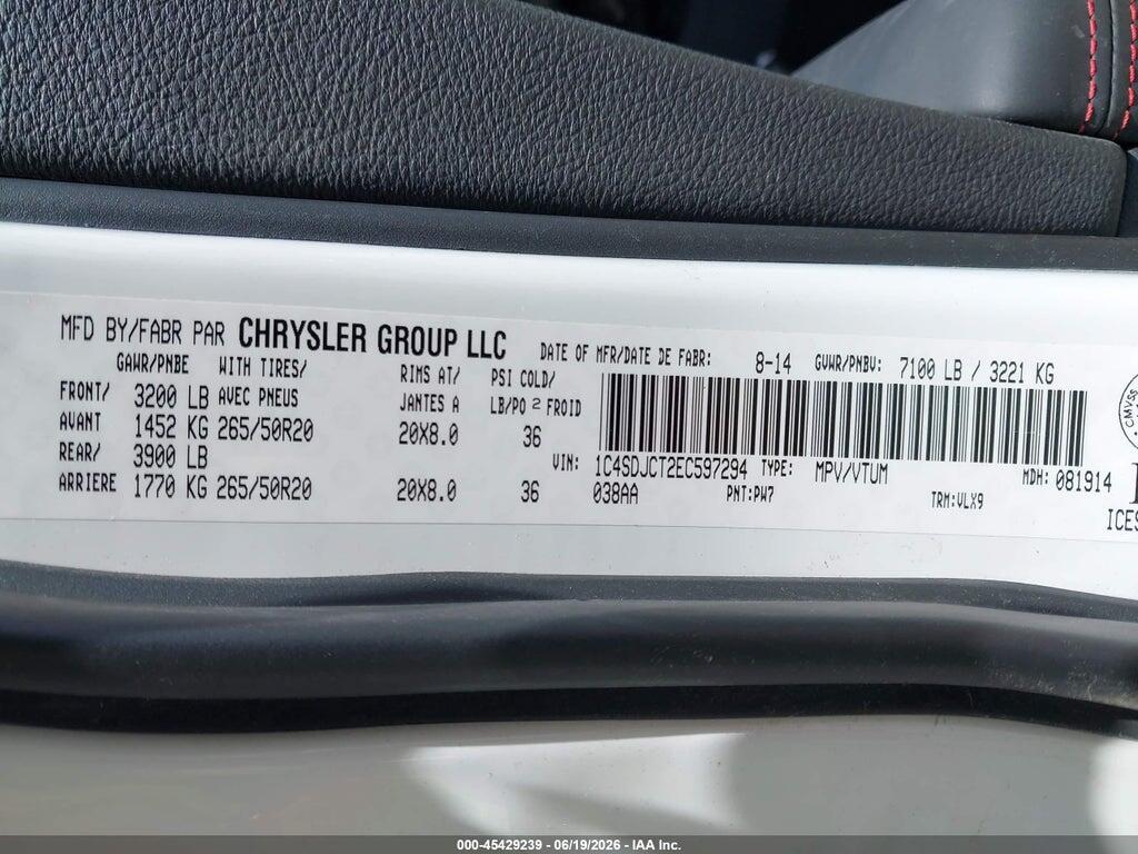1C4SDJCT2EC597294 2014 DODGE DURANGO photo no. 9
