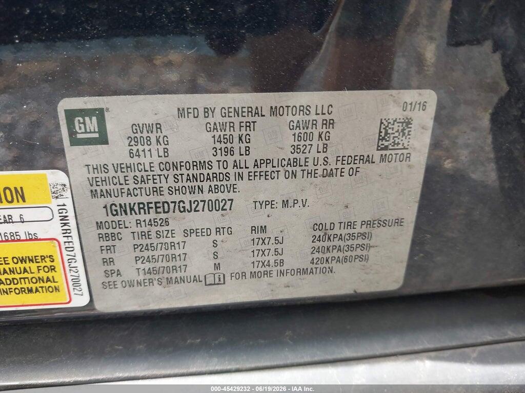 1GNKRFED7GJ270027 2016 CHEVROLET TRAVERSE photo no. 9