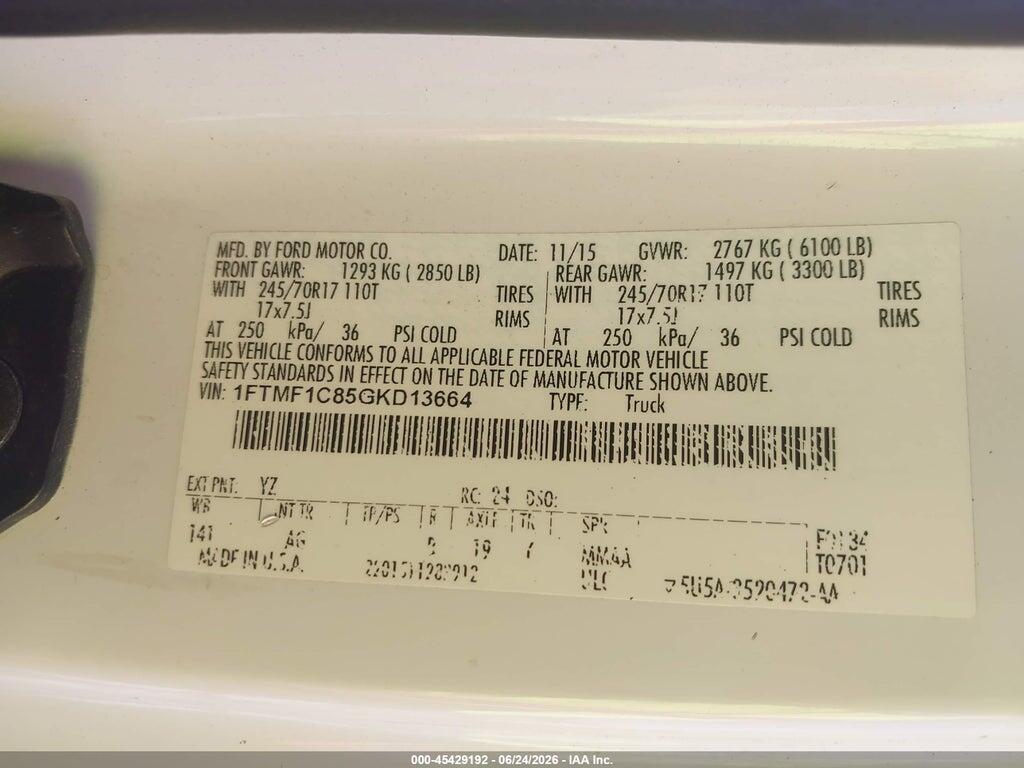 1FTMF1C85GKD13664 2016 FORD F-150 photo no. 9