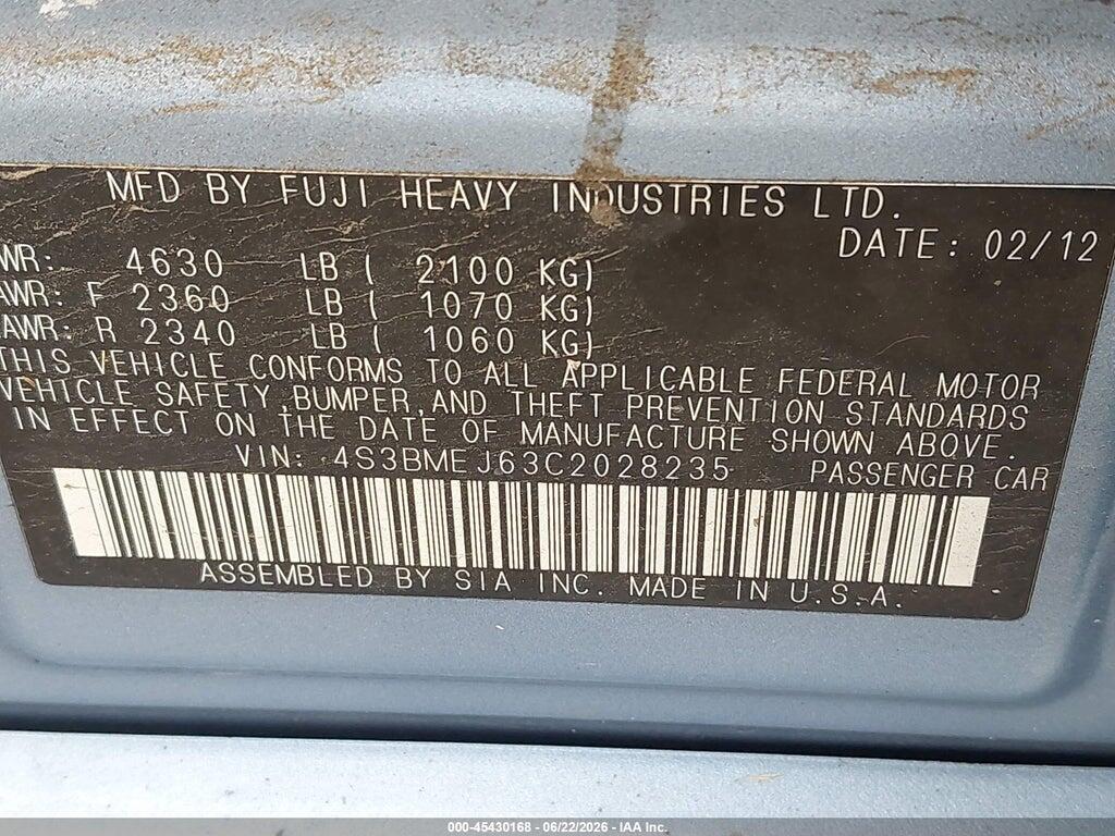 4S3BMEJ63C2028235 2012 SUBARU LEGACY photo no. 9