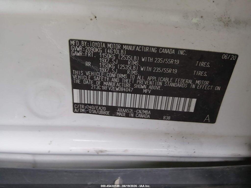 2T3C1RFV2LW084047 2020 TOYOTA RAV4 photo no. 9