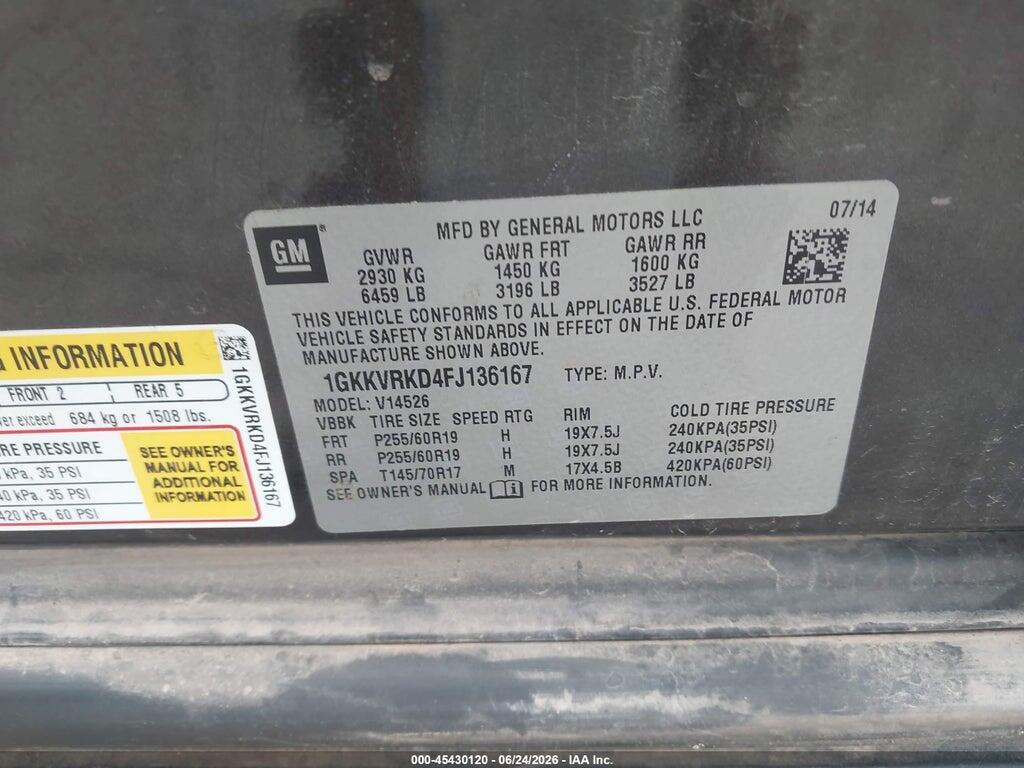 1GKKVRKD4FJ136167 2015 GMC ACADIA photo no. 9
