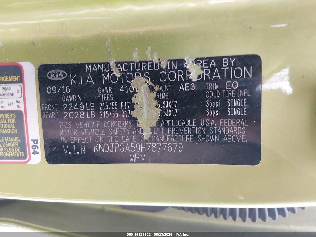 KNDJP3A59H7877679 2017 KIA SOUL photo no. 9