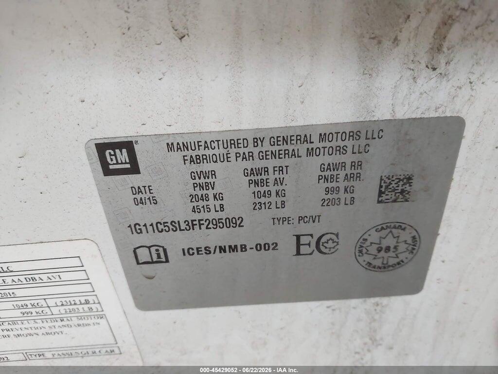 1G11C5SL3FF295092 2015 CHEVROLET MALIBU photo no. 9